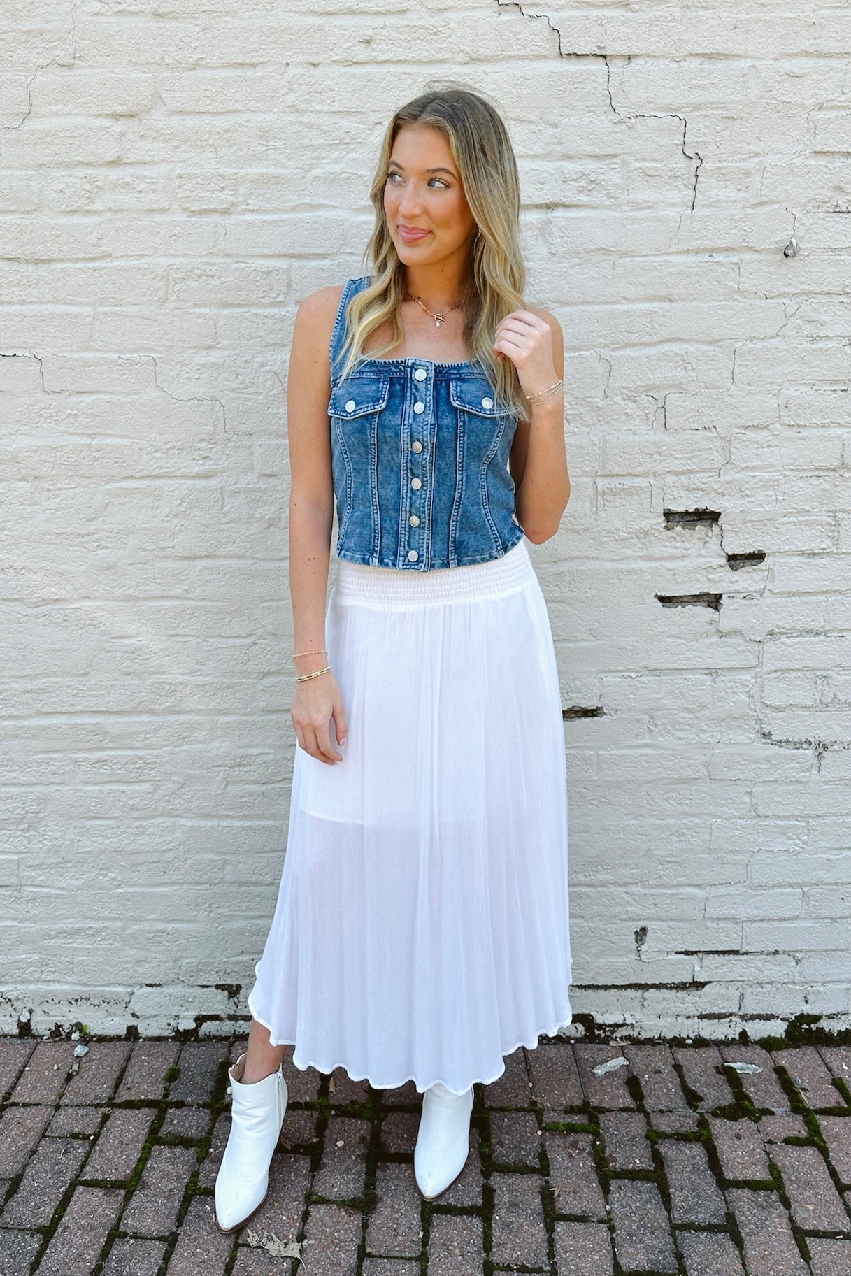 Coveted Appeal Button Down Denim Vest - Madison and Mallory