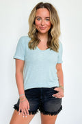 Baby Blue / S Daily Favorite Jersey Ribbed Round Neck Top - FINAL SALE - Madison and Mallory