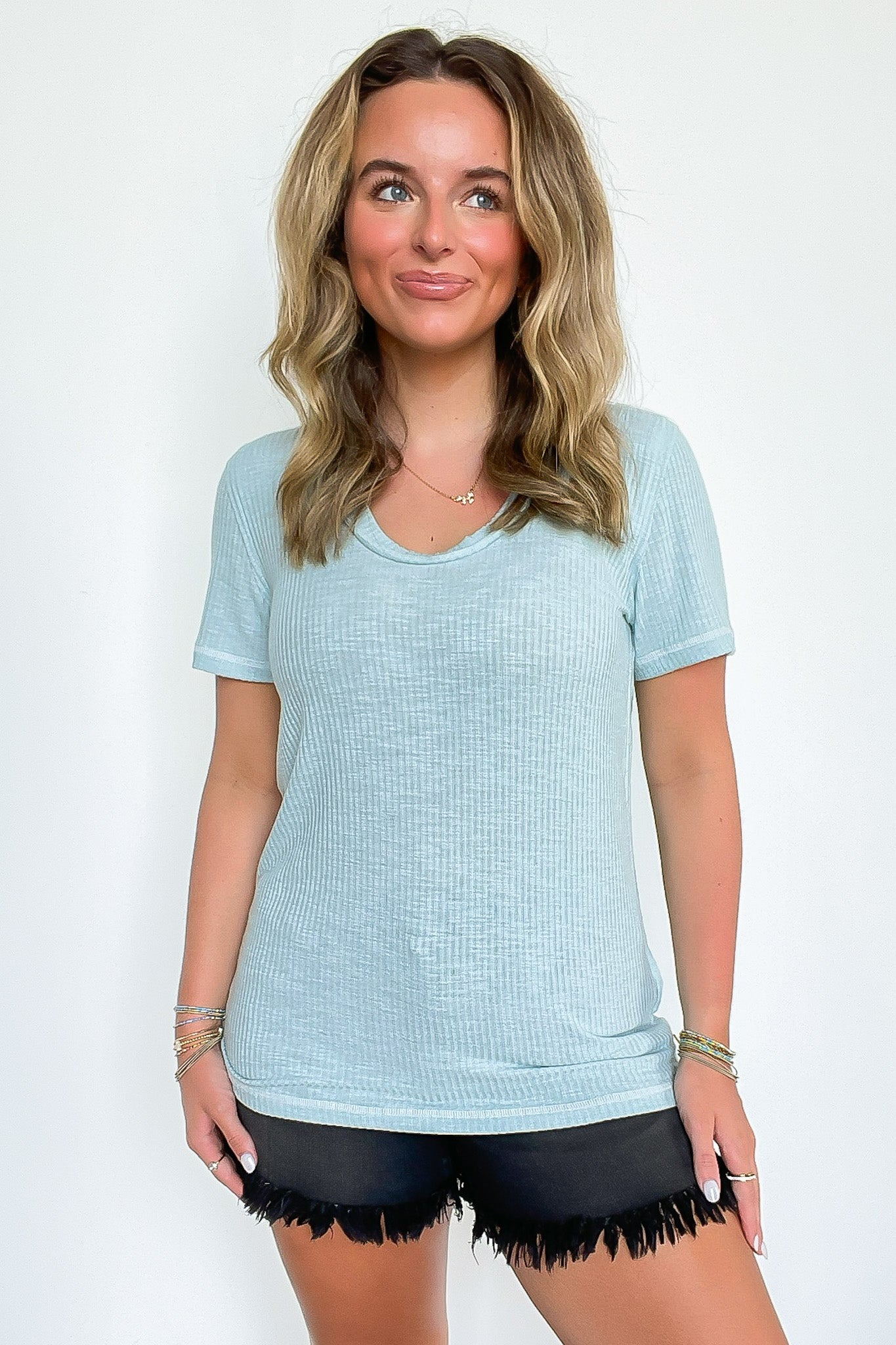 Daily Favorite Jersey Ribbed Round Neck Top - FINAL SALE - Madison and Mallory