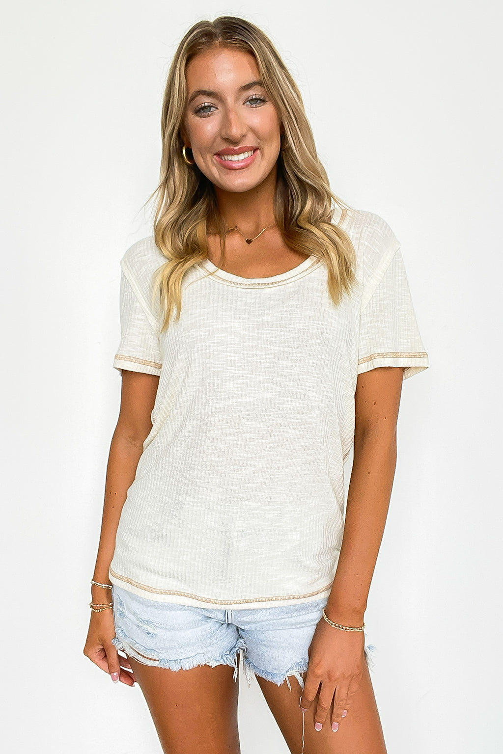 Daily Favorite Jersey Ribbed Round Neck Top - FINAL SALE - Madison and Mallory