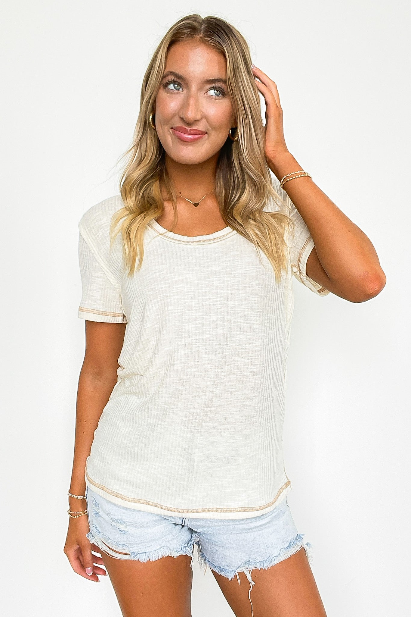 Daily Favorite Jersey Ribbed Round Neck Top - FINAL SALE - Madison and Mallory