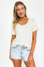 Eggshell / S Daily Favorite Jersey Ribbed Round Neck Top - FINAL SALE - Madison and Mallory