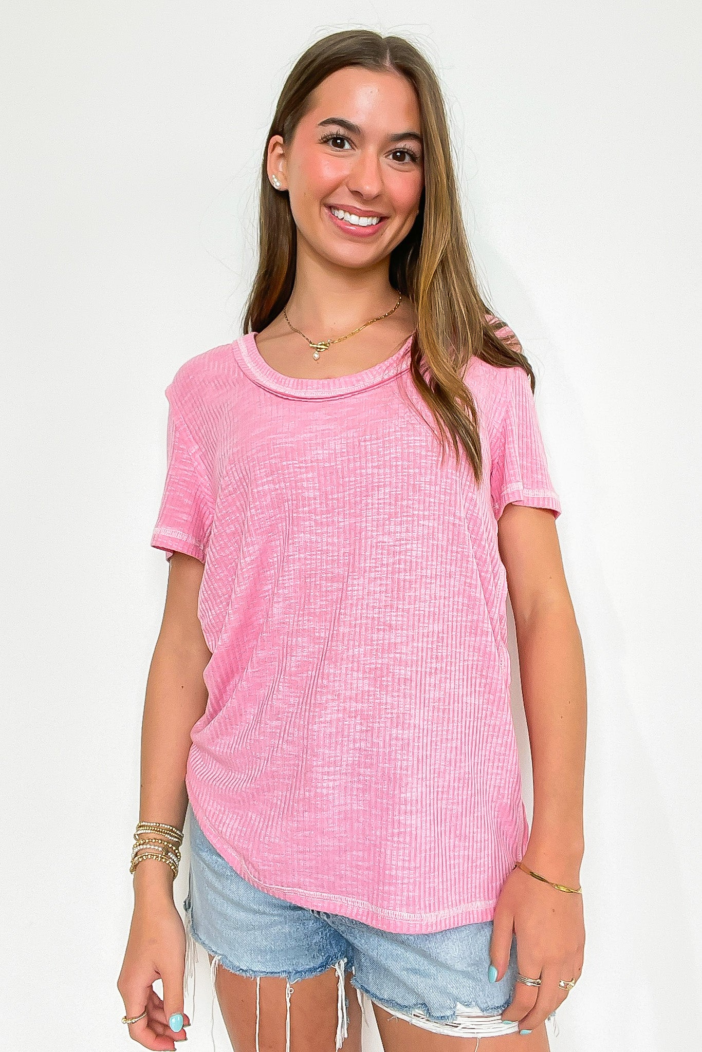 Daily Favorite Jersey Ribbed Round Neck Top - FINAL SALE - Madison and Mallory
