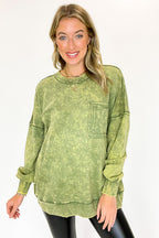 Daily Cozy Acid Wash Raw Edge Pullover - BACK IN STOCK - Madison and Mallory