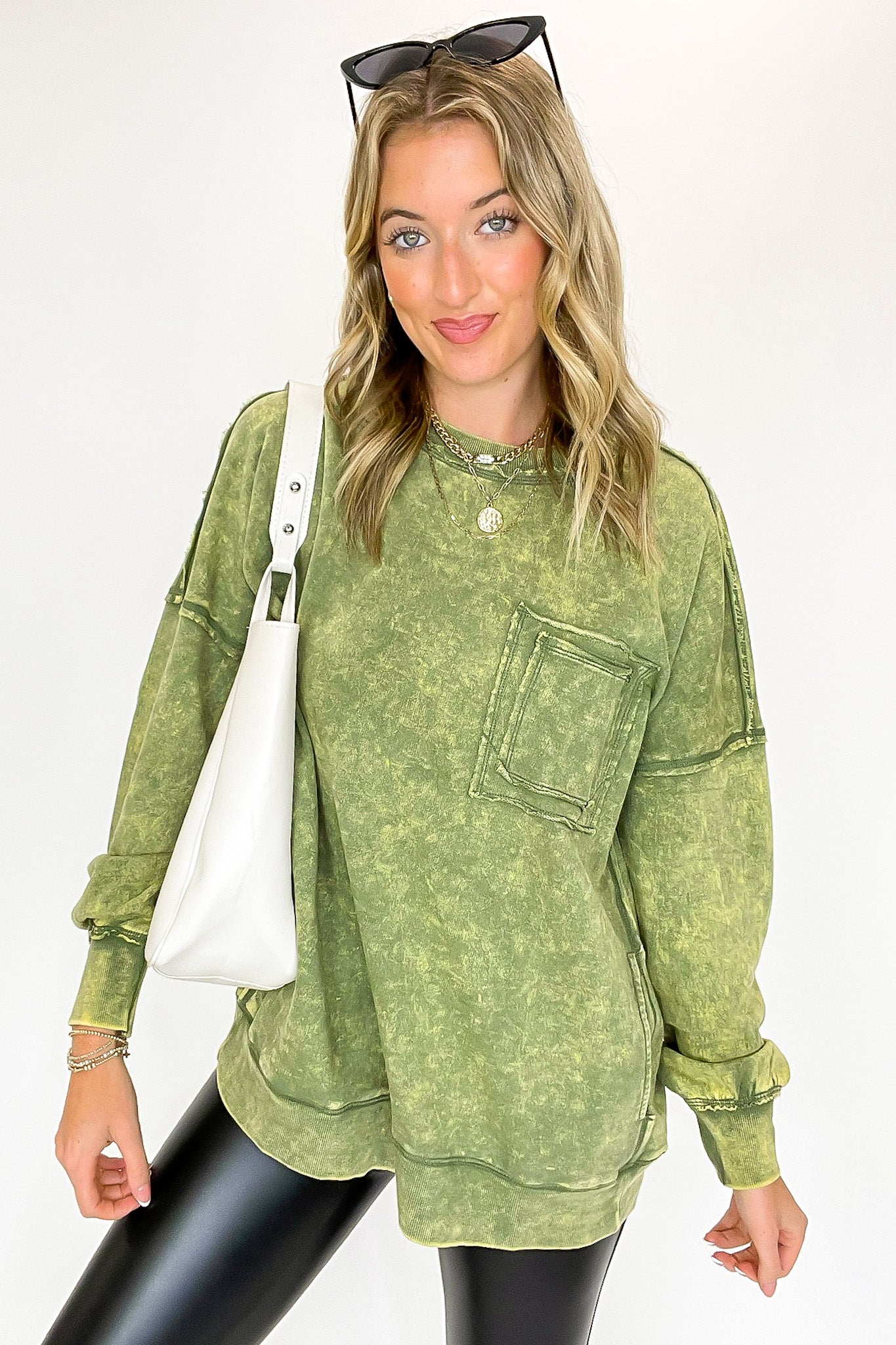 Daily Cozy Acid Wash Raw Edge Pullover - BACK IN STOCK - Madison and Mallory