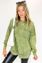 Daily Cozy Acid Wash Raw Edge Pullover - BACK IN STOCK - Madison and Mallory