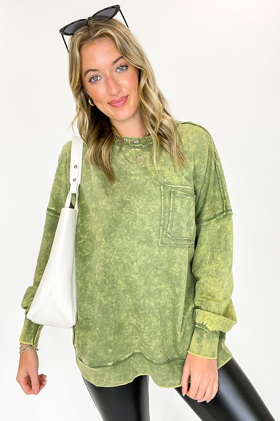 Daily Cozy Acid Wash Raw Edge Pullover - BACK IN STOCK - Madison and Mallory