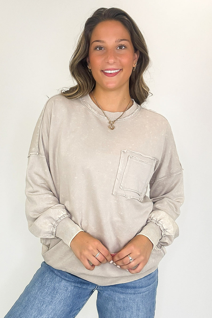 Daily Cozy Acid Wash Raw Edge Pullover - BACK IN STOCK - Madison and Mallory