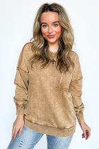 Daily Cozy Acid Wash Raw Edge Pullover - BACK IN STOCK - Madison and Mallory