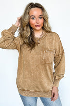 Daily Cozy Acid Wash Raw Edge Pullover - BACK IN STOCK - Madison and Mallory