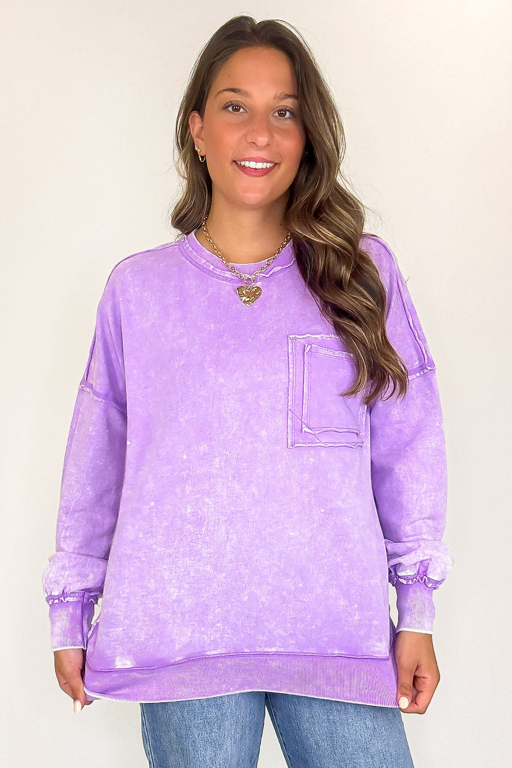 Daily Cozy Acid Wash Raw Edge Pullover - BACK IN STOCK - Madison and Mallory