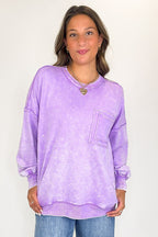 Daily Cozy Acid Wash Raw Edge Pullover - BACK IN STOCK - Madison and Mallory