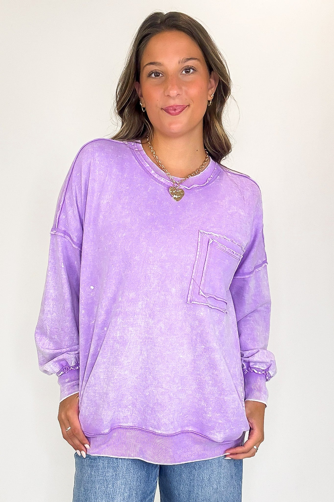 Daily Cozy Acid Wash Raw Edge Pullover - BACK IN STOCK - Madison and Mallory