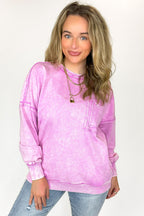 Daily Cozy Acid Wash Raw Edge Pullover - BACK IN STOCK