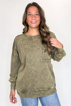 Daily Cozy Acid Wash Raw Edge Pullover - BACK IN STOCK - Madison and Mallory