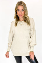 Daily Cozy Acid Wash Raw Edge Pullover - BACK IN STOCK - Madison and Mallory