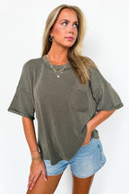 Dark Olive / SM Daily Drift Rib Knit Pocket Top - Madison and Mallory