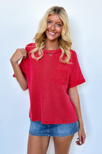 Ruby / SM Daily Drift Rib Knit Pocket Top - Madison and Mallory