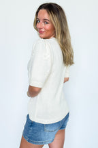 Daisy Blur Knitted Short Sleeve Sweater - FINAL SALE - Madison and Mallory