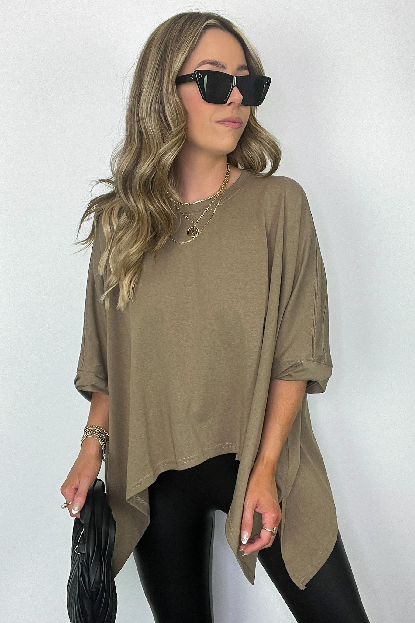 Army Olive / S Daphney Drop Shoulder Batwing Sleeve Top - Madison and Mallory