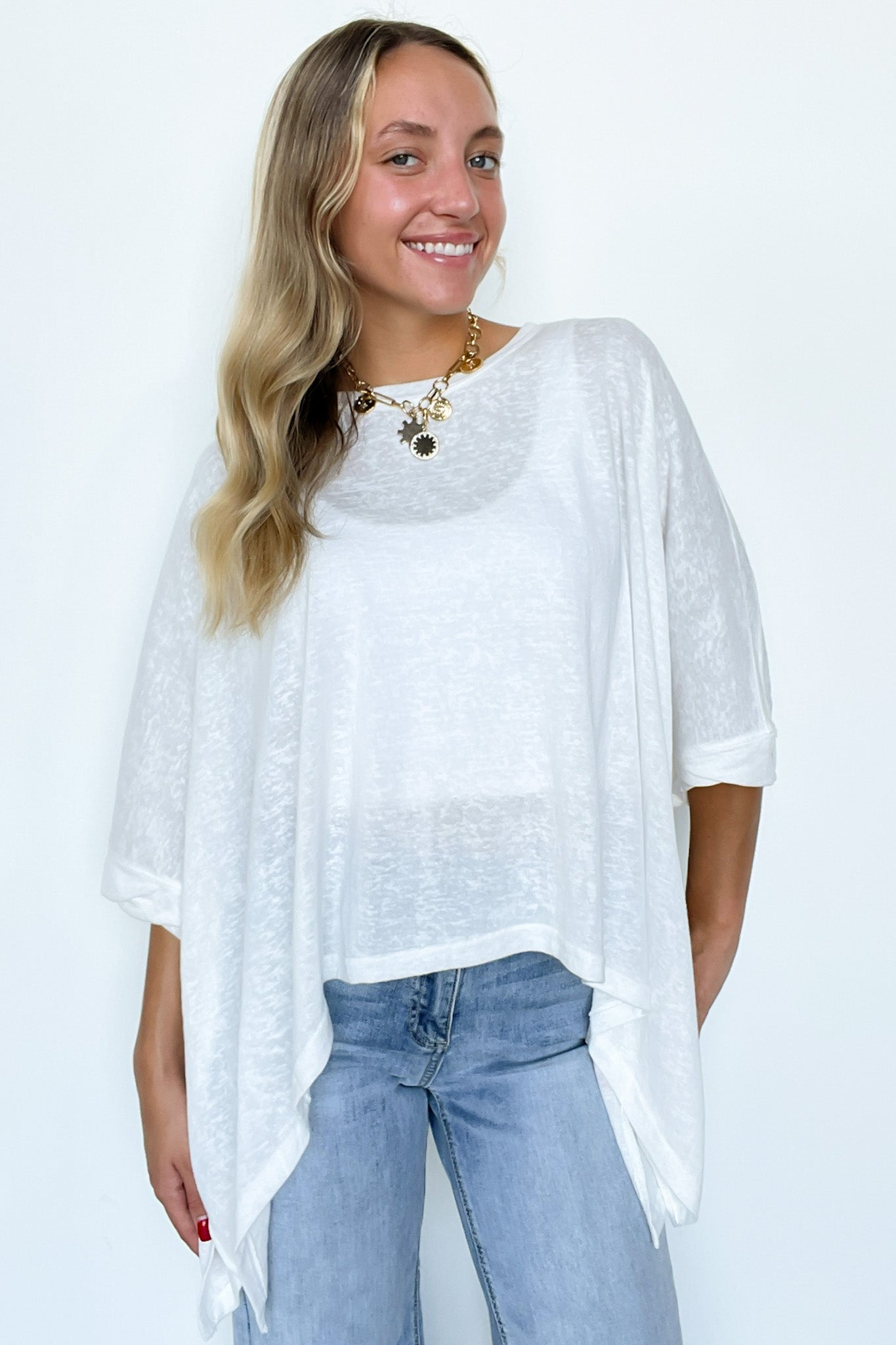 White / S Daphney Drop Shoulder Batwing Sleeve Top - BACK IN STOCK - Madison and Mallory