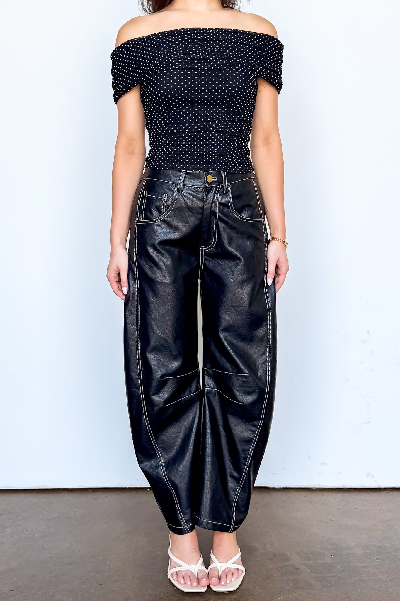 Dark Mode Faux Leather Wide-Leg Pants