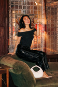 Dark Mode Faux Leather Wide-Leg Pants - Madison and Mallory