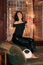 S / Black Dark Mode Faux Leather Barrel Pants - Madison and Mallory