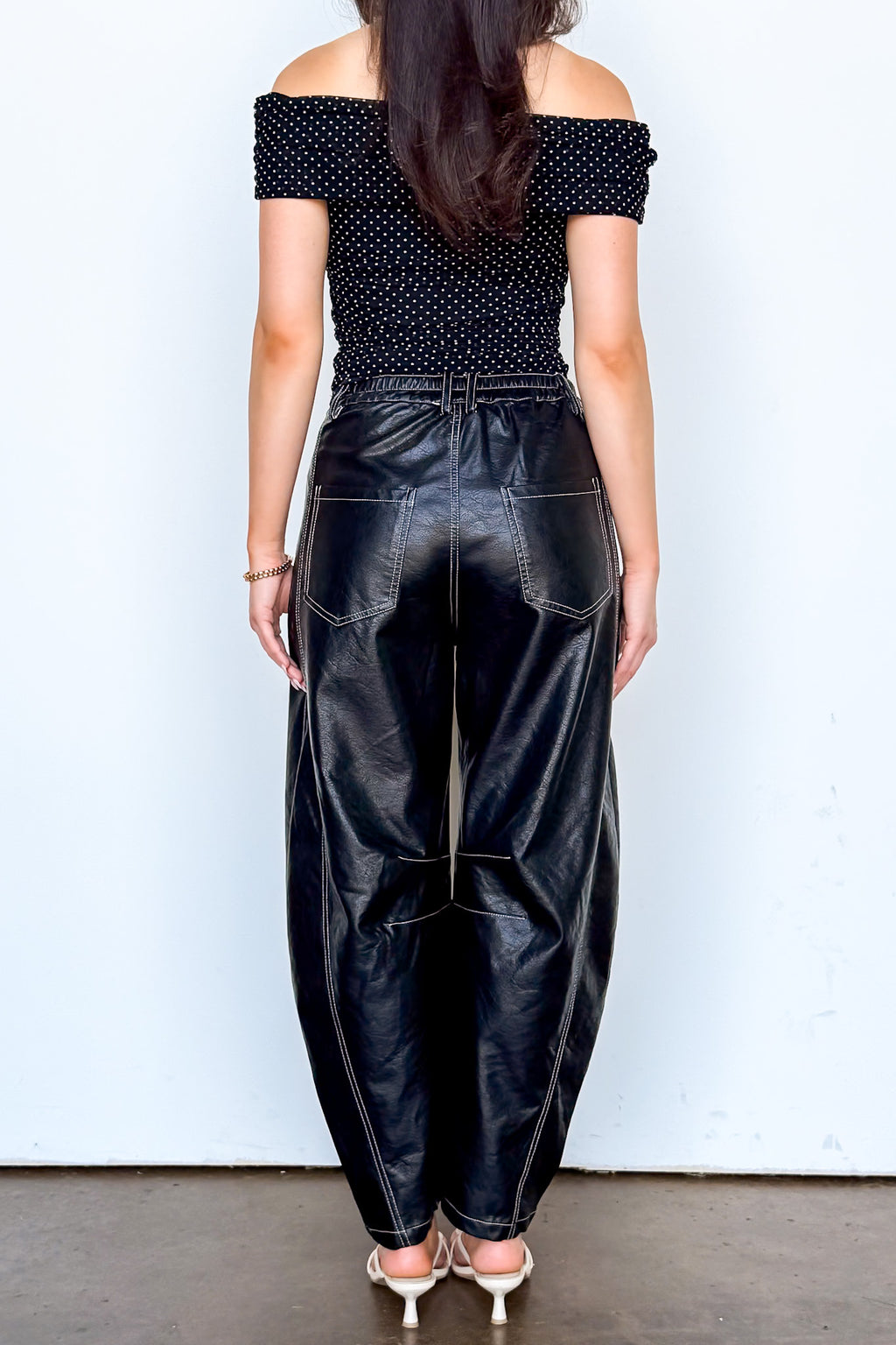 Dark Mode Faux Leather Wide-Leg Pants
