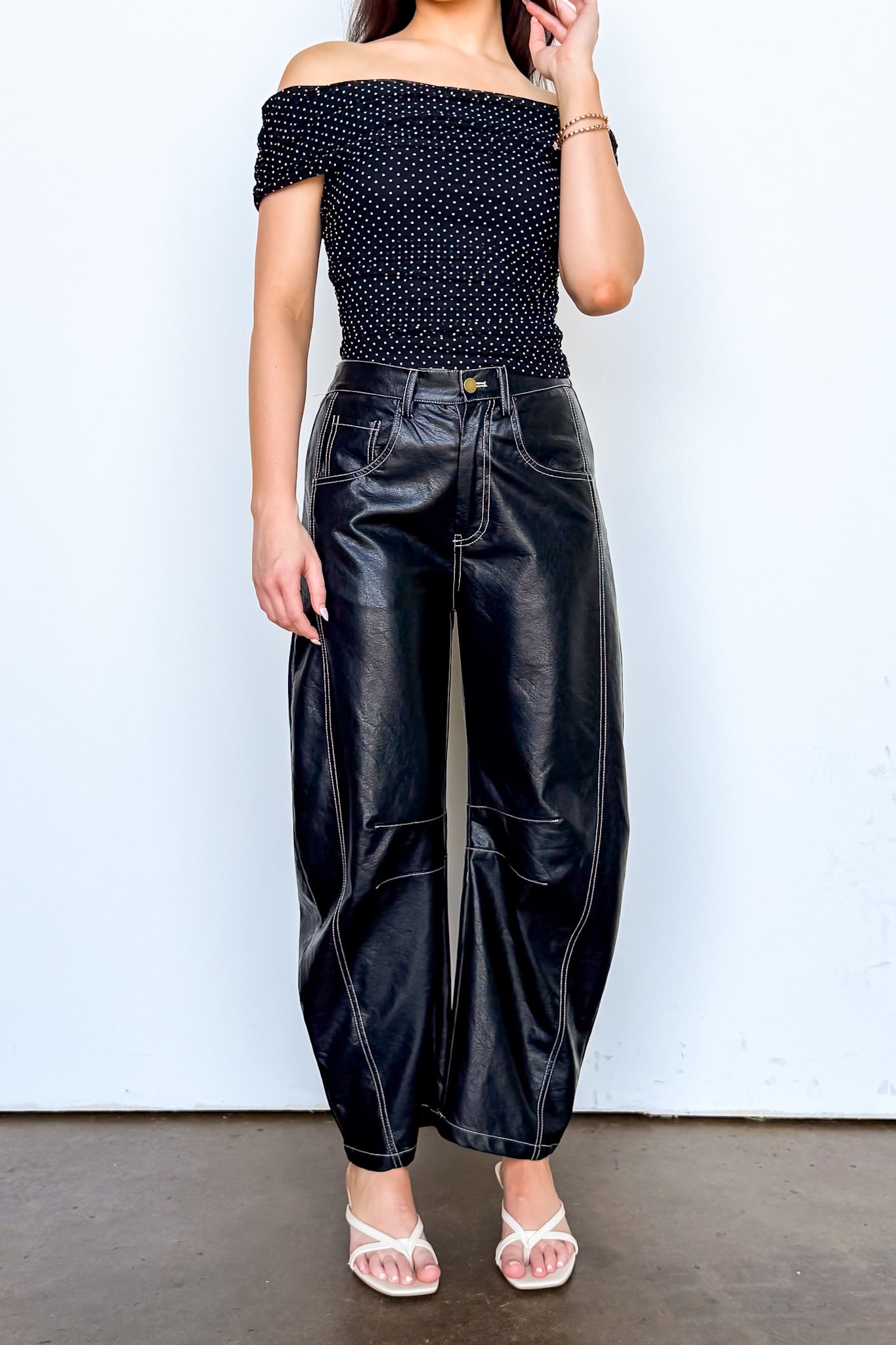 Dark Mode Faux Leather Wide-Leg Pants