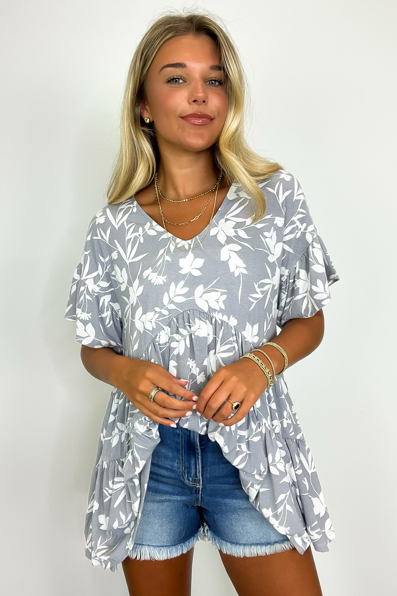  Darling Life Floral Tiered Babydoll Tunic Top - FINAL SALE - Madison and Mallory