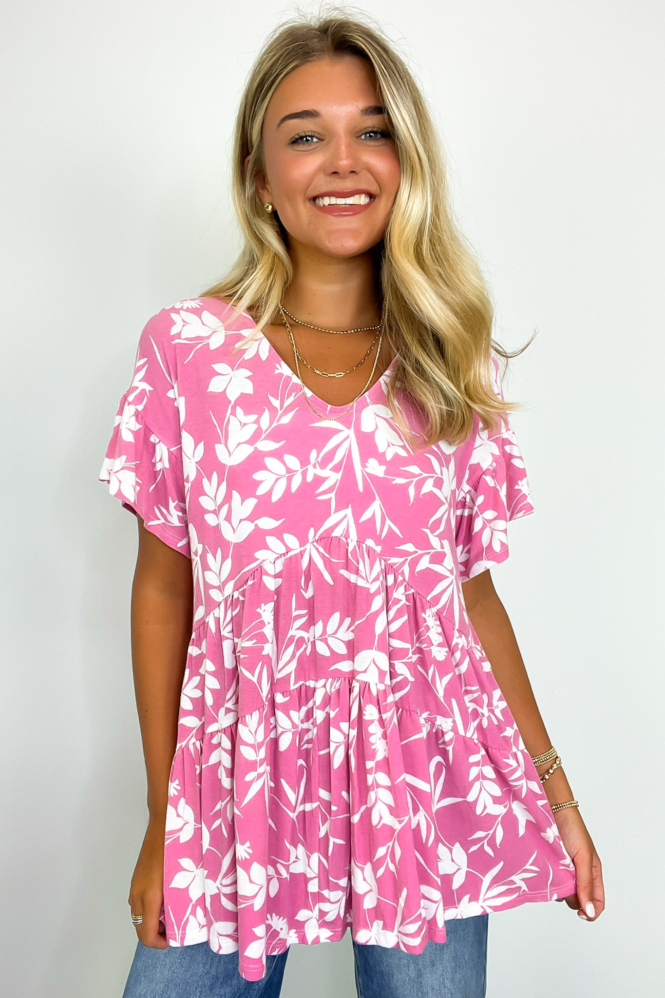  Darling Life Floral Tiered Babydoll Tunic Top - FINAL SALE - Madison and Mallory