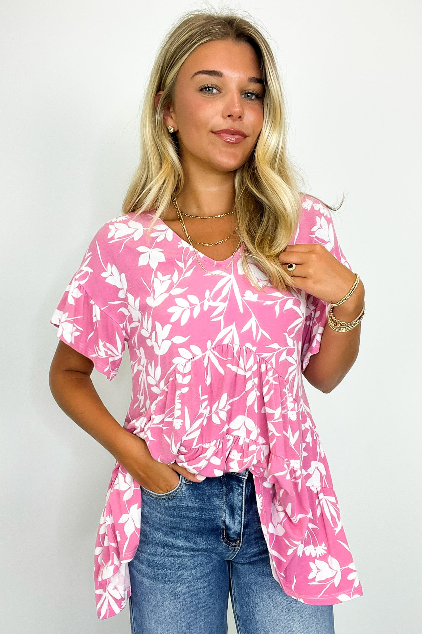  Darling Life Floral Tiered Babydoll Tunic Top - FINAL SALE - Madison and Mallory