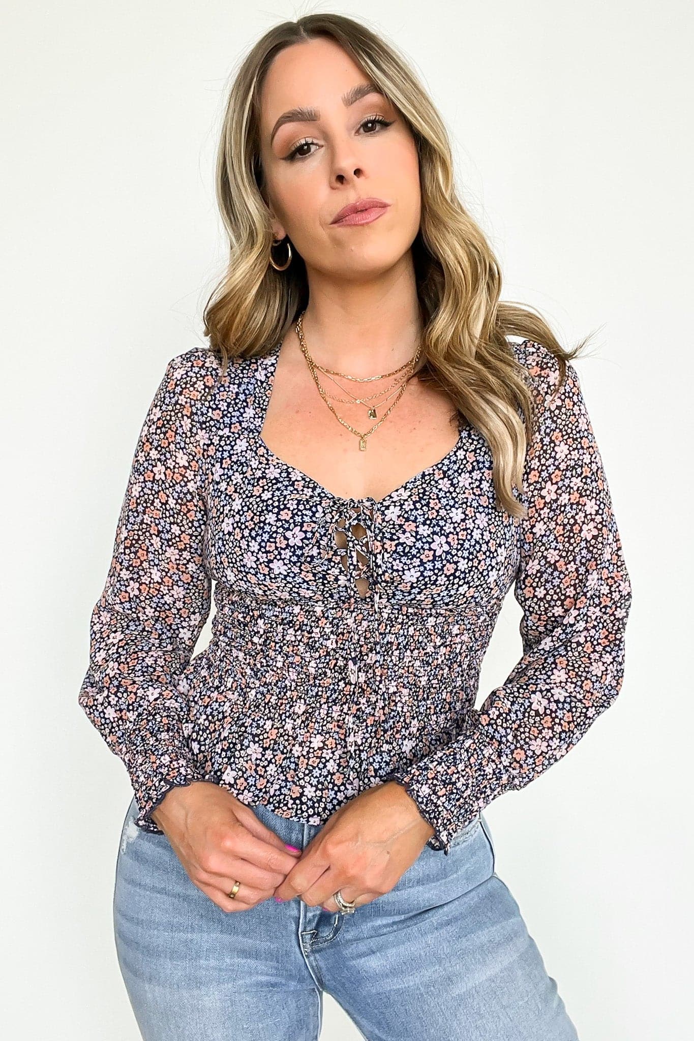  Daryan Floral Print Smocked Top - FINAL SALE - Madison and Mallory