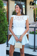 S / White Daydream Crochet Lace Trim Top - Madison and Mallory