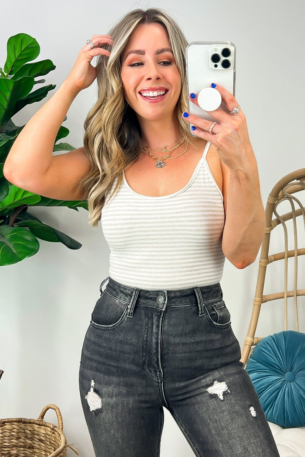  Debby Striped Ribbed Bodysuit - FINAL SALE - Madison and Mallory