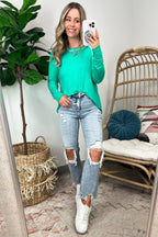  Deela Washed Scoop Neck Thumb Hole Top - BACK IN STOCK - Madison and Mallory