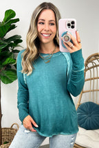  Deela Washed Scoop Neck Thumb Hole Top - BACK IN STOCK - Madison and Mallory