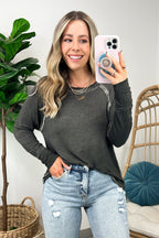  Deela Washed Scoop Neck Thumb Hole Top - BACK IN STOCK - Madison and Mallory