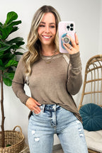  Deela Washed Scoop Neck Thumb Hole Top - BACK IN STOCK - Madison and Mallory