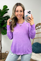Deela Washed Scoop Neck Thumb Hole Top - FINAL SALE - Madison and Mallory