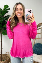 Deela Washed Scoop Neck Thumb Hole Top - FINAL SALE - Madison and Mallory