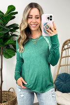  Deela Washed Scoop Neck Thumb Hole Top - BACK IN STOCK - Madison and Mallory