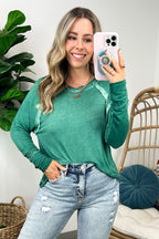 Deela Washed Scoop Neck Thumb Hole Top - FINAL SALE - Madison and Mallory
