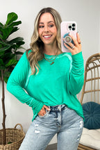  Deela Washed Scoop Neck Thumb Hole Top - BACK IN STOCK - Madison and Mallory