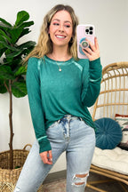 Hunter Green / S Deela Washed Scoop Neck Thumb Hole Top - FINAL SALE - Madison and Mallory