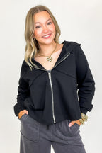 Black / S Defined Edge Seam Detail Hoodie - FINAL SALE - Madison and Mallory