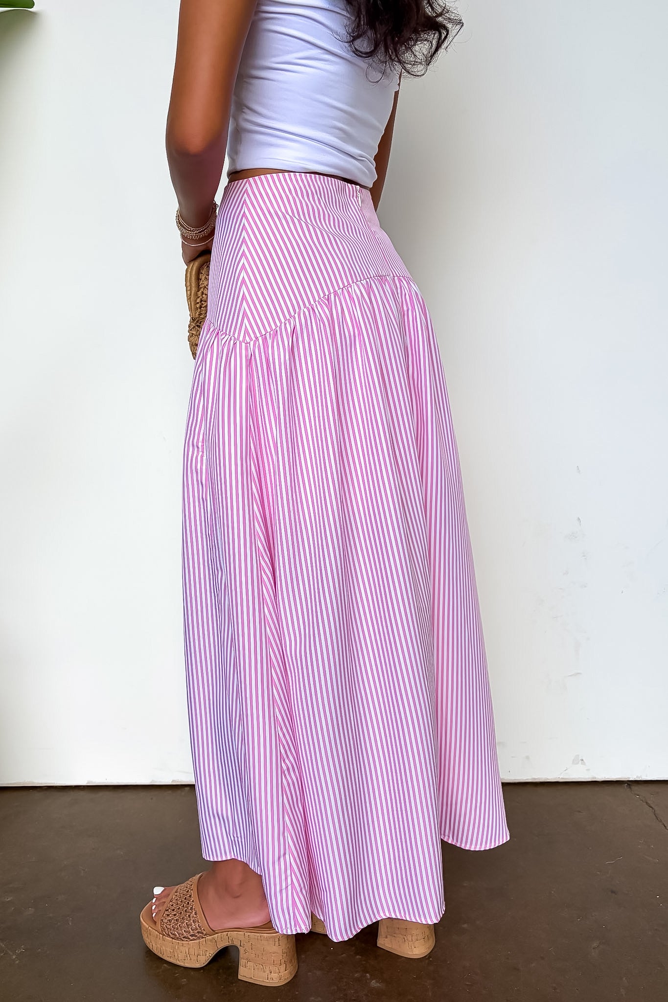 Defined Curve Stripe Flared Maxi Skirt - Madison and Mallory