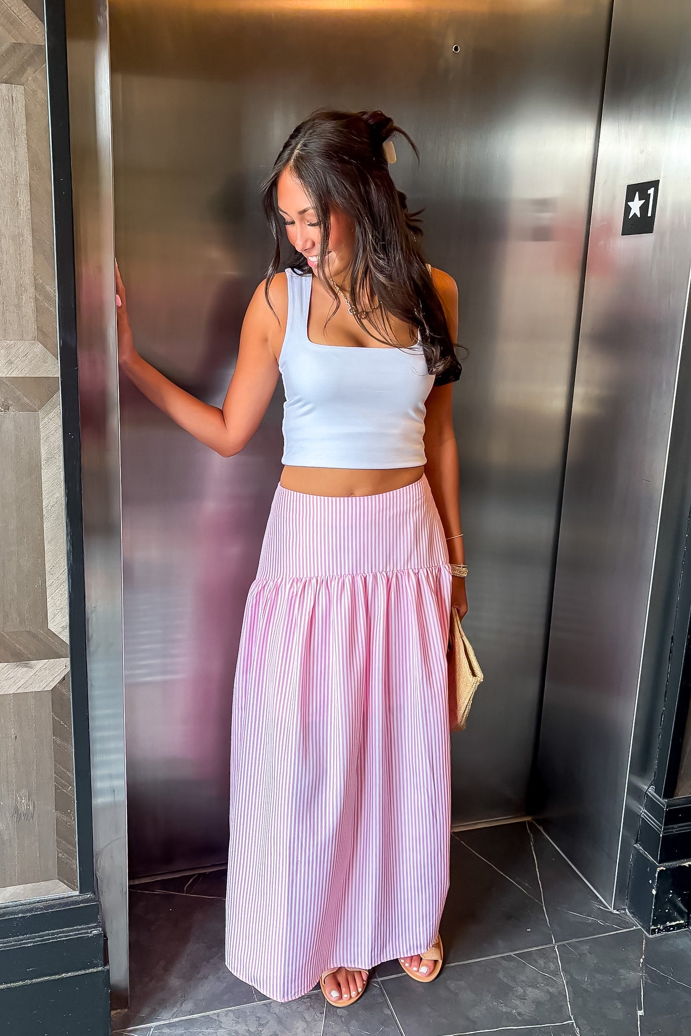 Defined Curve Stripe Flared Maxi Skirt - Madison and Mallory