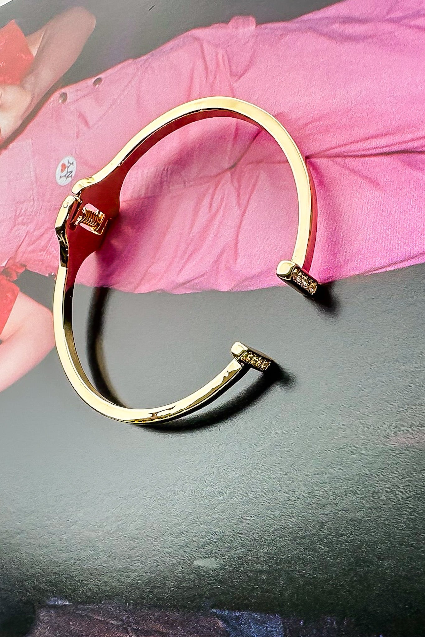 Gold Definite Answer Crystal Cuff Bangle Bracelet - Madison and Mallory